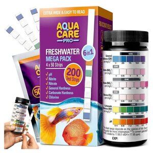 200 Strips Freshwater Aquarium Test Strips 6 in 1 Fish Tank Test Kit **READ**